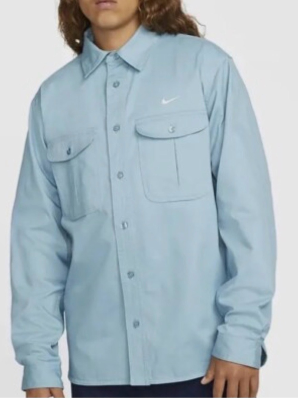 NWOT - Nike SB Woven Skate Long Sleeve Button Down Shirt - Worn Blue, Men's M